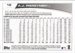 2013 Topps Mini #12 A.J. Pierzynski Back