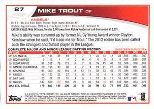 2013 Topps Mini #27 Mike Trout Back