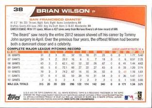 2013 Topps Mini #38 Brian Wilson Back