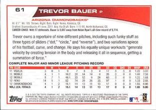 2013 Topps Mini #61 Trevor Bauer Back
