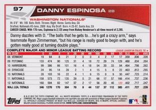 2013 Topps Mini #97 Danny Espinosa Back