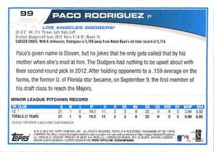 2013 Topps Mini #99 Paco Rodriguez Back