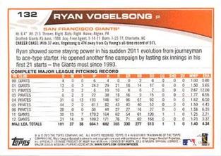 2013 Topps Mini #132 Ryan Vogelsong Back