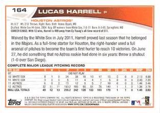 2013 Topps Mini #164 Lucas Harrell Back