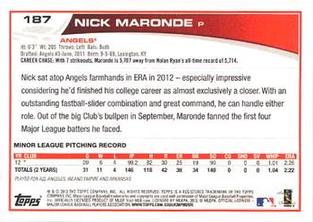 2013 Topps Mini #187 Nick Maronde Back