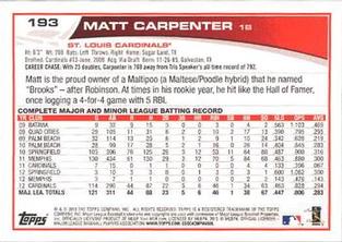2013 Topps Mini #193 Matt Carpenter Back