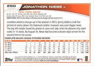 2013 Topps Mini #250 Jonathon Niese Back
