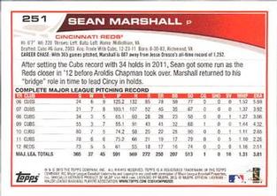 2013 Topps Mini #251 Sean Marshall Back