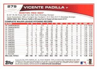 2013 Topps Mini #279 Vicente Padilla Back