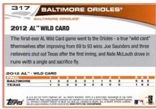 2013 Topps Mini #317 Baltimore Orioles Back
