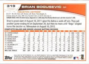 2013 Topps Mini #319 Brian Bogusevic Back