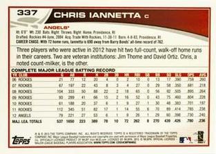 2013 Topps Mini #337 Chris Iannetta Back