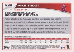 2013 Topps Mini #338 Mike Trout Back