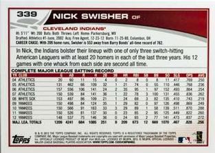 2013 Topps Mini #339 Nick Swisher Back