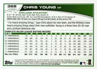 2013 Topps Mini #368 Chris Young Back