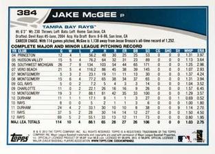 2013 Topps Mini #384 Jake McGee Back