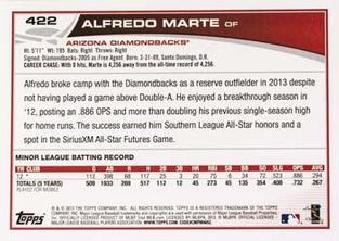 2013 Topps Mini #422 Alfredo Marte Back