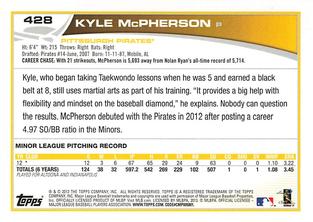 2013 Topps Mini #428 Kyle McPherson Back