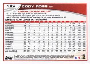 2013 Topps Mini #490 Cody Ross Back