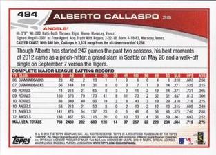 2013 Topps Mini #494 Alberto Callaspo Back