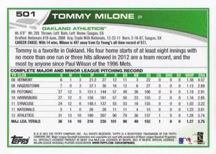 2013 Topps Mini #501 Tommy Milone Back