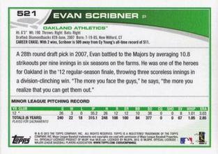 2013 Topps Mini #521 Evan Scribner Back