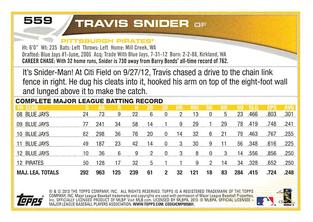 2013 Topps Mini #559 Travis Snider Back
