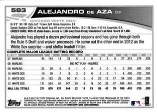 2013 Topps Mini #583 Alejandro De Aza Back