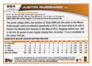 2013 Topps Mini #624 Justin Ruggiano Back
