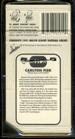 1991 Starshots Major League Baseball Greats #119 Carlton Fisk Back