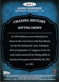 2013 Topps Mini - Chasing History #MCH-5 Jackie Robinson Back