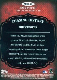 2013 Topps Mini - Chasing History #MCH-48 Joey Votto Back