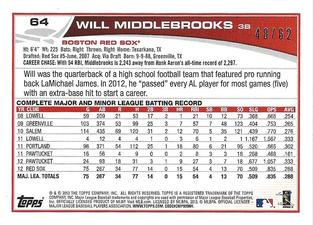 2013 Topps Mini - Gold #64 Will Middlebrooks Back