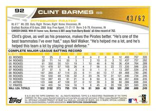 2013 Topps Mini - Gold #92 Clint Barmes Back