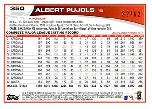 2013 Topps Mini - Gold #350 Albert Pujols Back