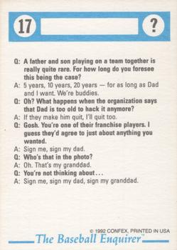1992 Confex The Baseball Enquirer #17 Ken Griffey Jr. Back