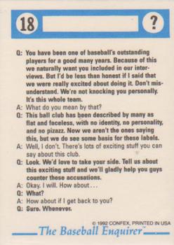 1992 Confex The Baseball Enquirer #18 Robin Yount Back