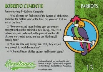 1995 Cardtoons #15 Roberto Cementie Back