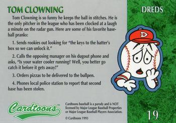 1995 Cardtoons #19 Tom Clowning Back