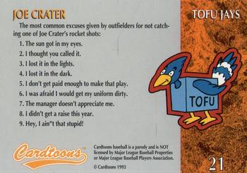 1995 Cardtoons #21 Joe Crater Back