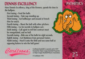 1995 Cardtoons #25 Dennis Excellency Back