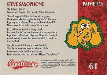 1995 Cardtoons #61 Steve Saxophone Back