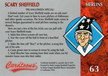 1995 Cardtoons #63 Scary Sheffield Back