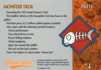 1995 Cardtoons #74 Monster Truk Back