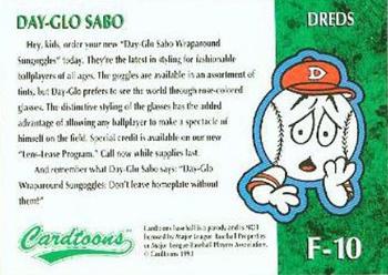 1995 Cardtoons - Grand Slam Etched Foil #F-10 Day-Glo Sabo Back