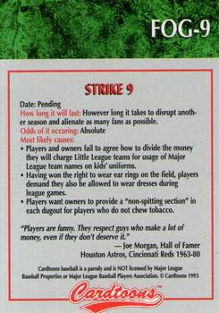 1995 Cardtoons - Field of Greed #FOG-9 Strike 9: Pending Back