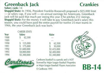 1995 Cardtoons - Big Bang Bucks #BB-14 Greenback Jack Back