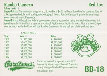 1995 Cardtoons - Big Bang Bucks #BB-18 Rambo Canseco Back