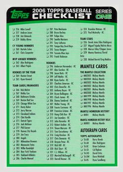 2006 Topps - Checklists Green #2 Checklist Series 1: 256-330 and Inserts Front