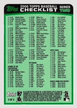 2006 Topps - Checklists Green #2 Checklist Series 2: 640-660 and Inserts Back
